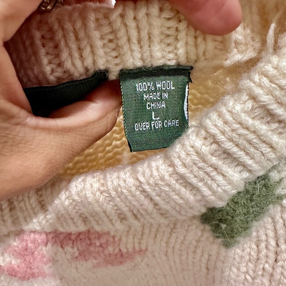 Vintage 80s 90s Outback Red Cream and Green Patterned crewneck Sweater large - Picture 8 of 8